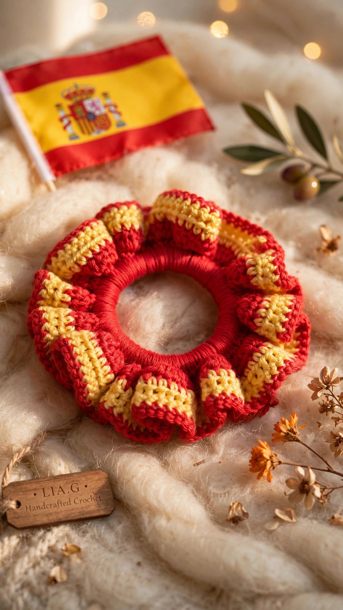 Coletero crochet rojo y amarillo España - LIA.G
