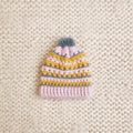 Gorro crochet pastel rosa amarillo y gris con pompón - LIA.G