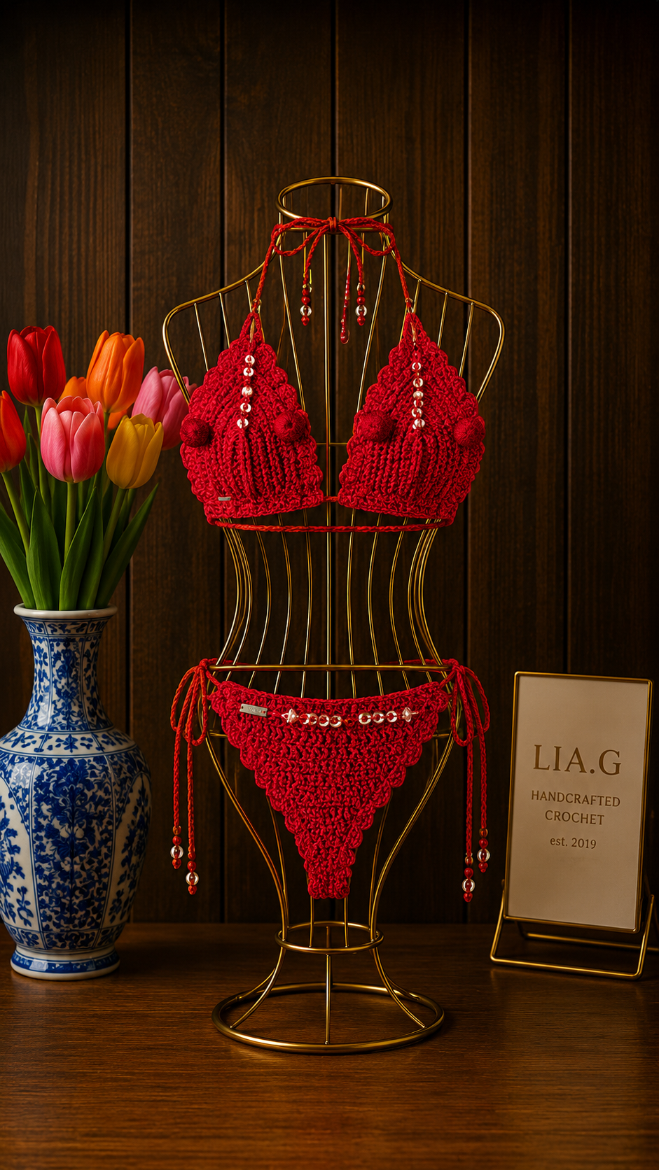 Bikini Red Velvet crochet artesanal LIA.G