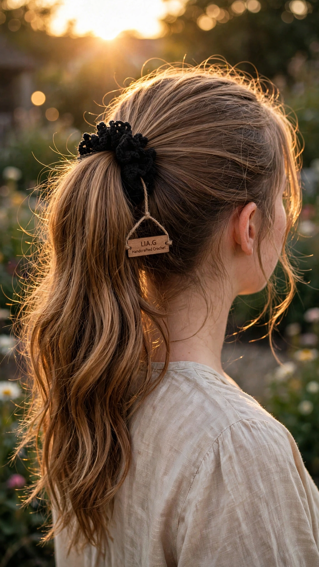 Coletero crochet negro en cabello - LIA.G