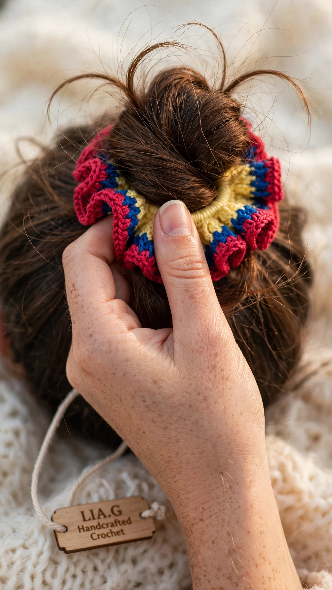 Coletero crochet tricolor Colombia en cabello - LIA.G