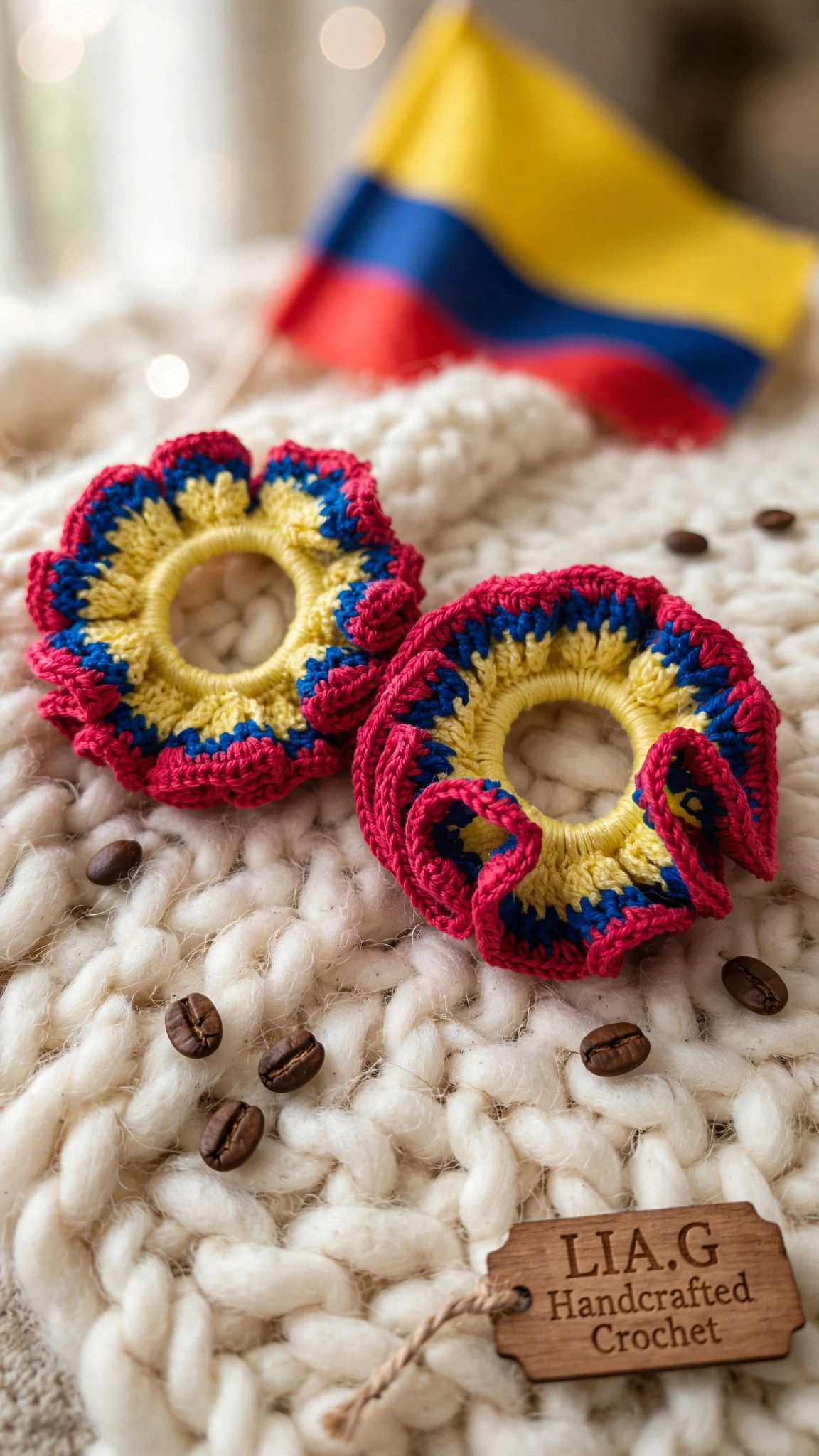 Coletero crochet amarillo azul y rojo Colombia - LIA.G